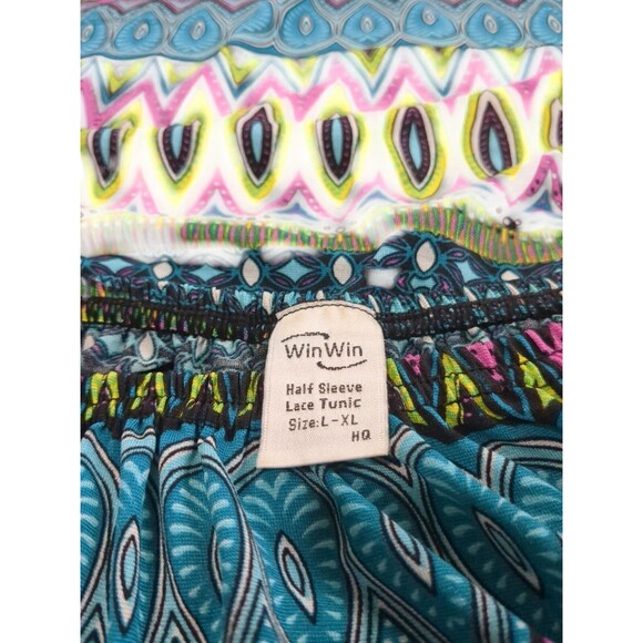Win Win Turquoise, Yellow, Pink Women's 1/2 sleeve tunic - LG-XL - Picture 4 of 8